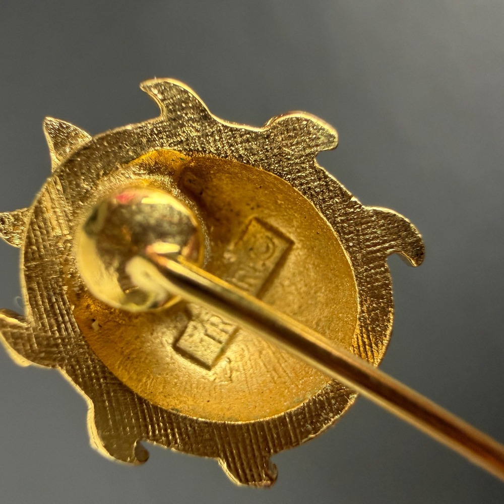 Trifari Vintage Gold Tone Rhinestone Ladybug Stick Pin Lapel Hat Accessory - Picture 7 of 9